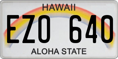 HI license plate EZO640