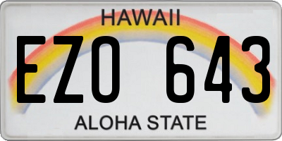 HI license plate EZO643