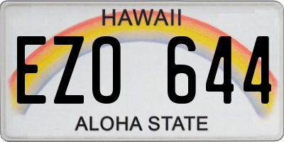 HI license plate EZO644