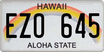 HI license plate EZO645