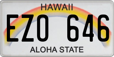 HI license plate EZO646