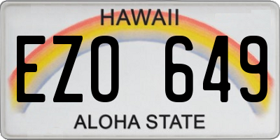 HI license plate EZO649