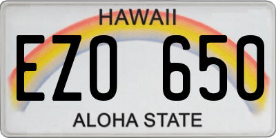 HI license plate EZO650