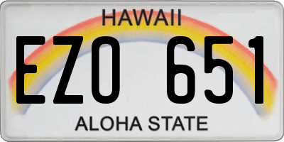 HI license plate EZO651