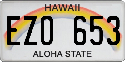 HI license plate EZO653