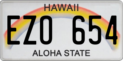 HI license plate EZO654