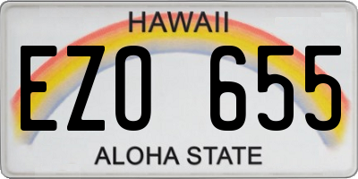 HI license plate EZO655