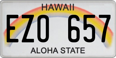 HI license plate EZO657