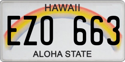 HI license plate EZO663