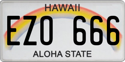 HI license plate EZO666