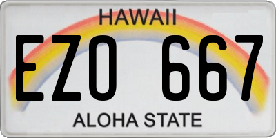 HI license plate EZO667