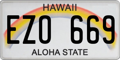 HI license plate EZO669