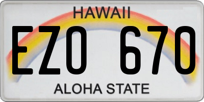 HI license plate EZO670