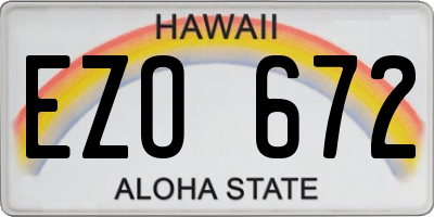 HI license plate EZO672