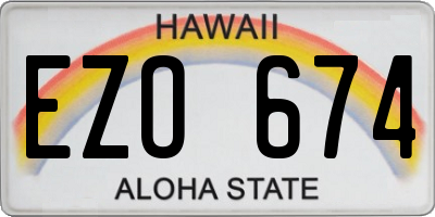HI license plate EZO674