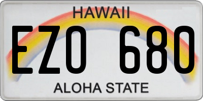 HI license plate EZO680