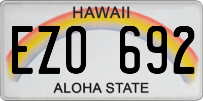 HI license plate EZO692