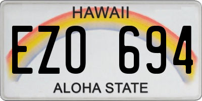 HI license plate EZO694