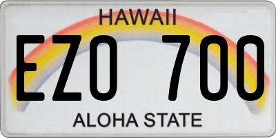 HI license plate EZO700