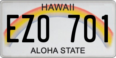 HI license plate EZO701