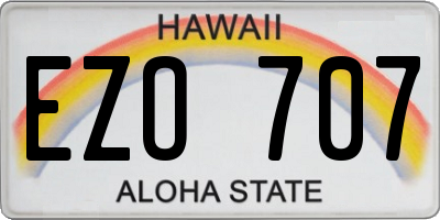 HI license plate EZO707