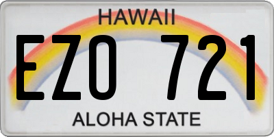 HI license plate EZO721