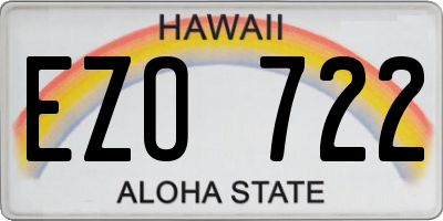 HI license plate EZO722
