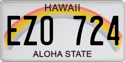 HI license plate EZO724