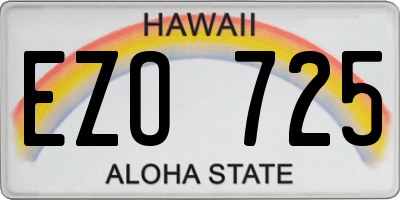 HI license plate EZO725