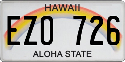 HI license plate EZO726