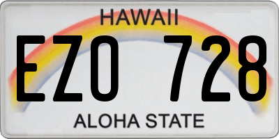 HI license plate EZO728