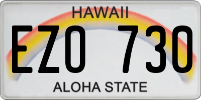 HI license plate EZO730