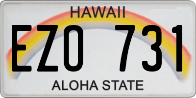 HI license plate EZO731