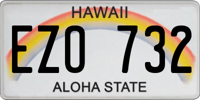 HI license plate EZO732