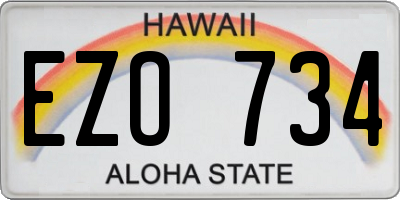 HI license plate EZO734