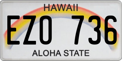 HI license plate EZO736