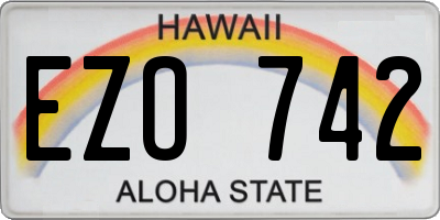 HI license plate EZO742