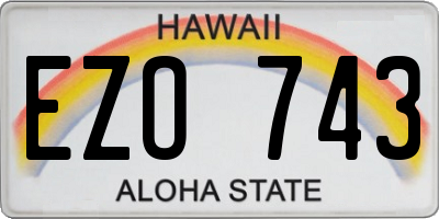 HI license plate EZO743