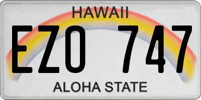 HI license plate EZO747
