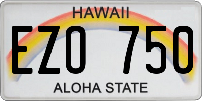 HI license plate EZO750
