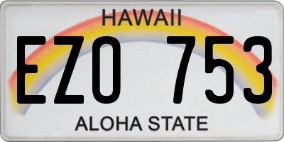 HI license plate EZO753