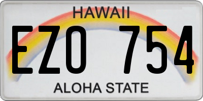 HI license plate EZO754
