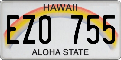 HI license plate EZO755
