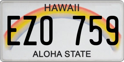 HI license plate EZO759