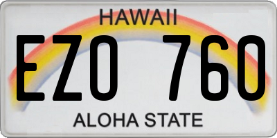 HI license plate EZO760