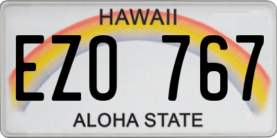 HI license plate EZO767
