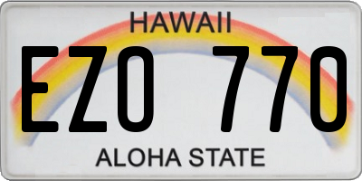 HI license plate EZO770