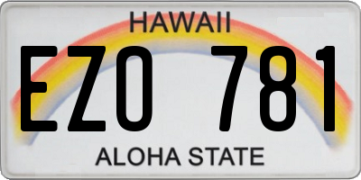 HI license plate EZO781