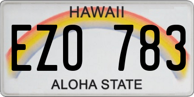 HI license plate EZO783
