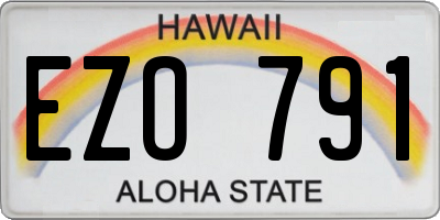 HI license plate EZO791